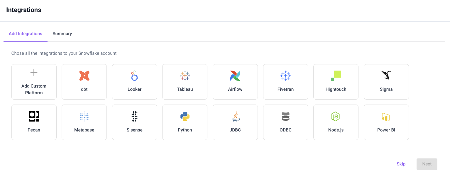 Choose integrations