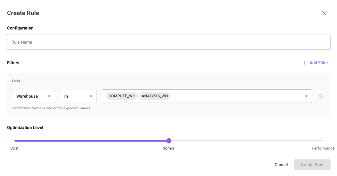 Workload Priority rule creation