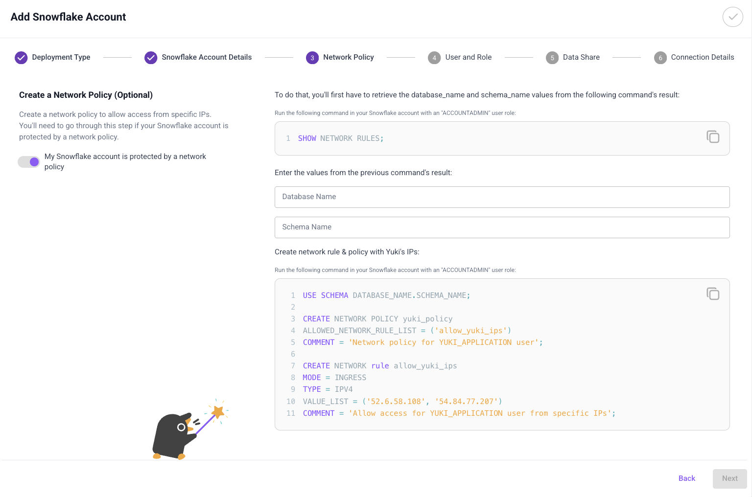 Grant access onboarding wizard