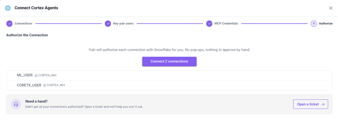 Authorize the connections