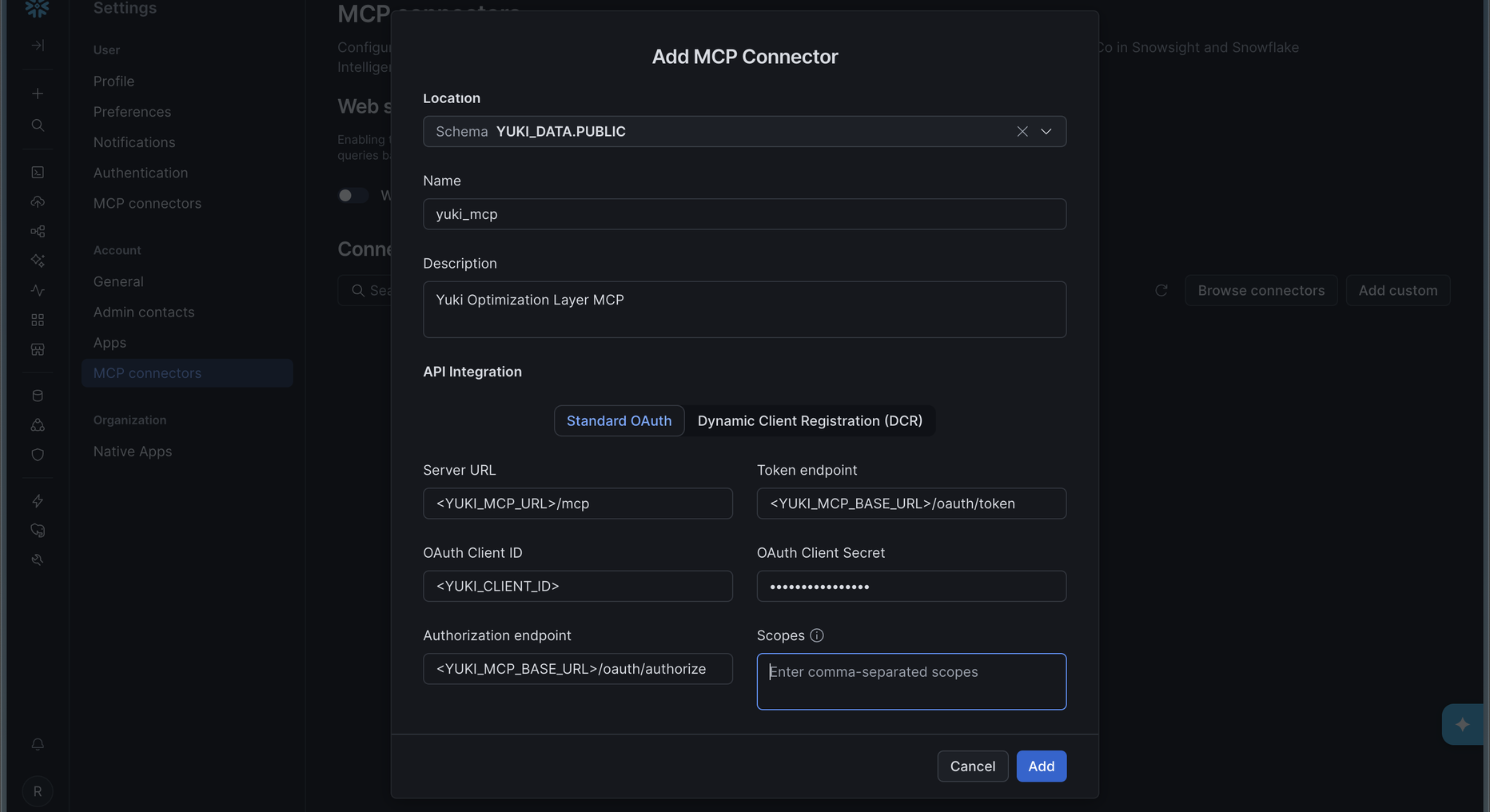 Add MCP connector