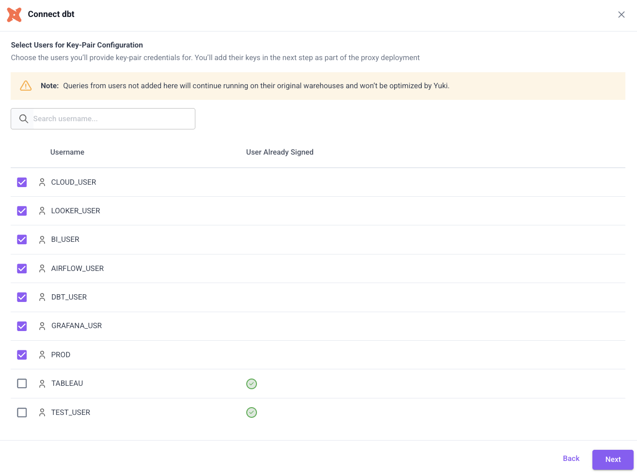 Select users