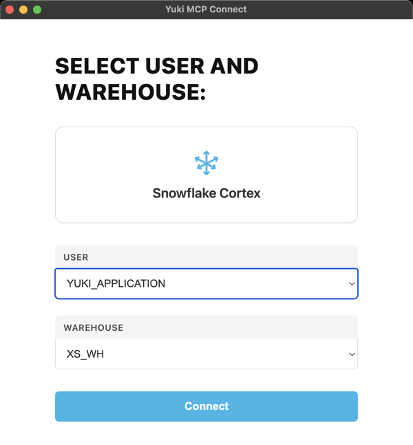 Select warehouse and user