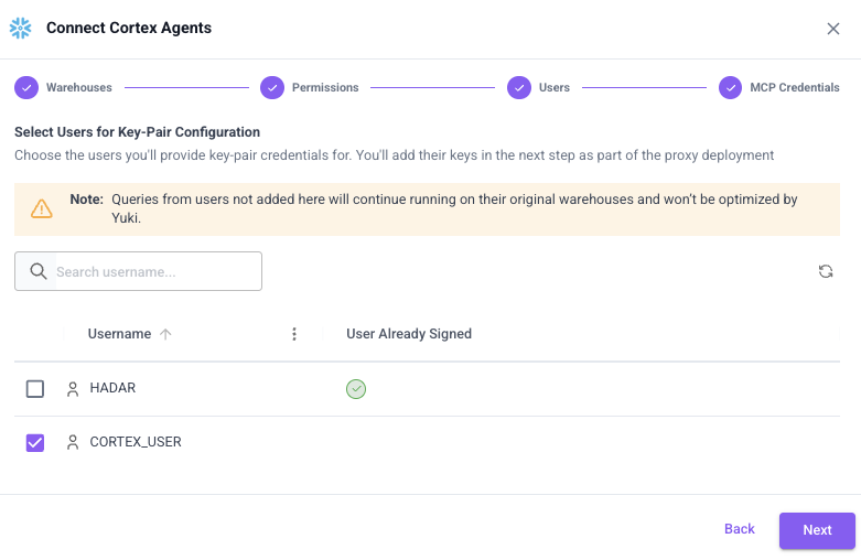 Select users for key-pair configuration